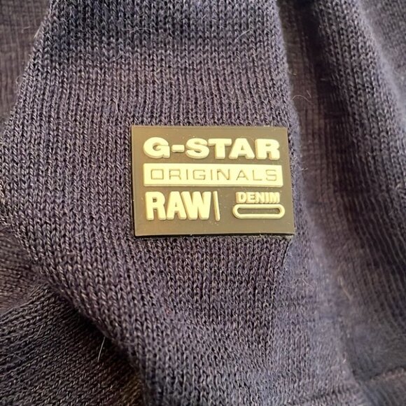 𝅺G-STAR navy blue light weight sweater bow detail logo long sleeve top sz Xs - Picture 8 of 10